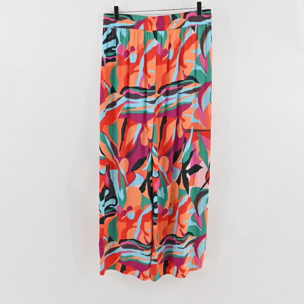Rachel Zoe Tropical Wide Leg Pants Womens Sz M Multicolor Palazzo Elastic Waist‎ - Picture 2 of 13